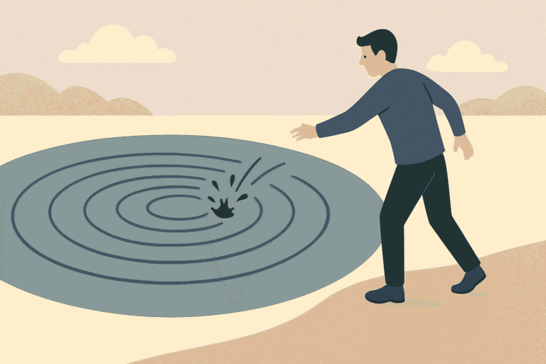 Illustrasi efek riak dari Perilaku buruk ataupun keegoisan